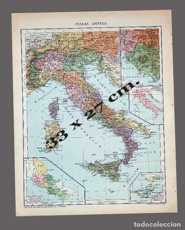 Mapas contempor&aacute;neos: MAPA - ITALIA ANTIGUA - Impreso Instituto Geogr&aacute;fico De Agostini, Novara, 1925