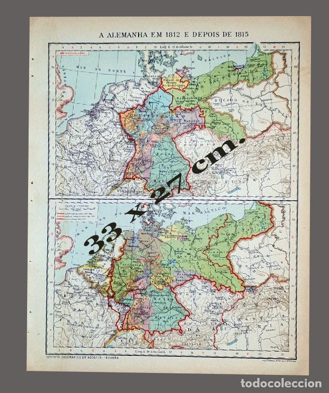 Mapas contempor&aacute;neos: MAPA - ALEMANIA 1812 Y 1815 - Impreso Instituto Geogr&aacute;fico De Agostini, Novara, 1925