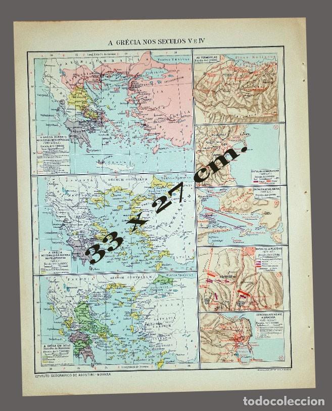 Mapas contempor&aacute;neos: MAPA - GRECIA EN LOS SIGLOS V & IV - Instituto Geogr&aacute;fico De Agostini, Novara, 1925