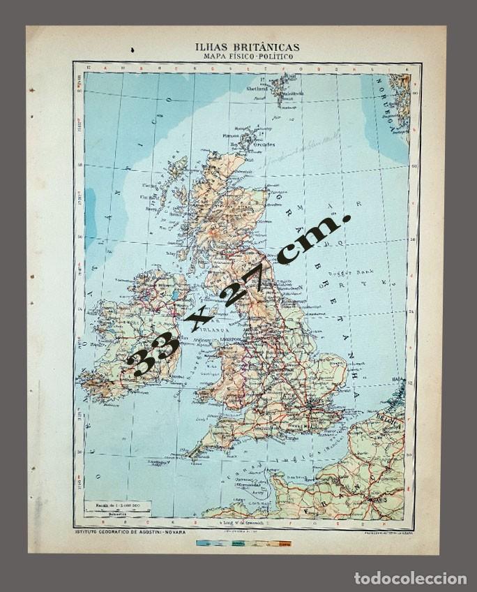 Mapas contempor&aacute;neos: MAPA - ISLAS BRITANICAS - Instituto Geogr&aacute;fico De Agostini, Novara, 1925