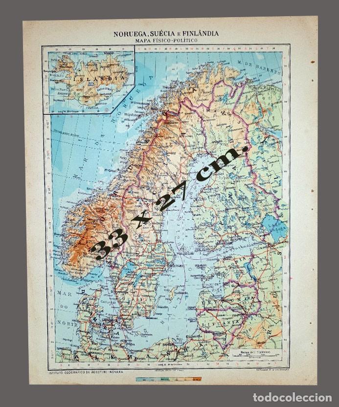 Mapas contempor&aacute;neos: MAPA - NORUEGA - SU&Eacute;CIA & FINL&Aacute;NDIA - Instituto Geogr&aacute;fico De Agostini, Novara, 1925