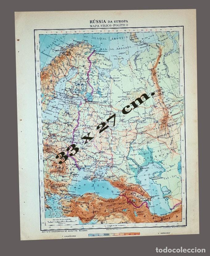 Mapas contempor&aacute;neos: MAPA - R&Uacute;SSIA DA EUROPA - Instituto Geogr&aacute;fico De Agostini, Novara, 1925