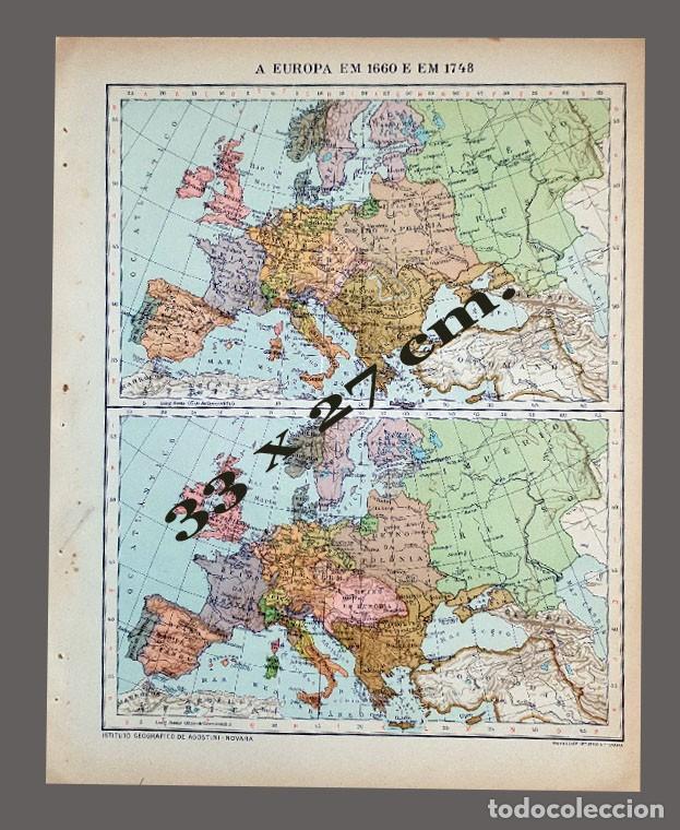 Mapas contempor&aacute;neos: MAPA - EUROPA EN 1660 & EN 1748 - Instituto Geogr&aacute;fico De Agostini, Novara, 1925