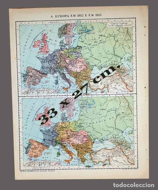 Mapas contempor&aacute;neos: MAPA - EUROPA EN 1812 & EN 1815 - Instituto Geogr&aacute;fico De Agostini, Novara, 1925