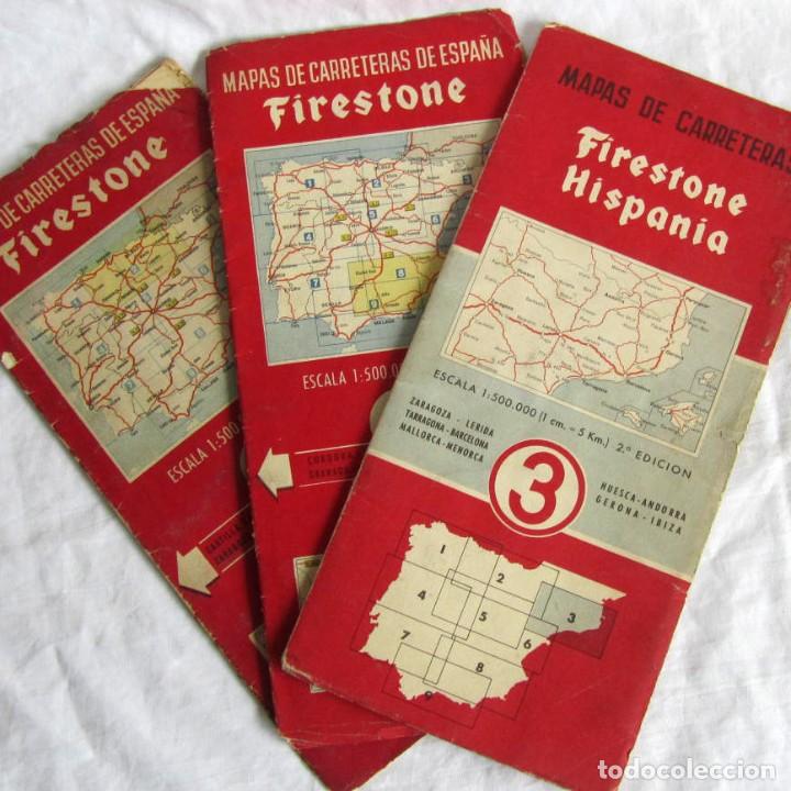 Mapas contempor&aacute;neos: 3 mapas de carreteras Firestone, n&ordm; 2, 3 y 8