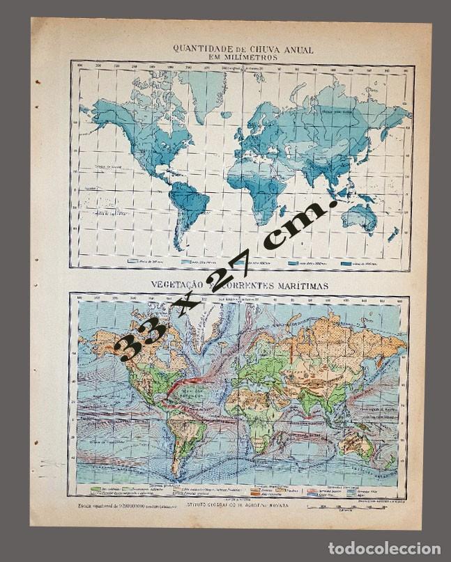 Mapas contempor&acirc;neos: MAPA - CANTIDAD DE LLUVIA ANUAL - Impreso Instituto Geogr&aacute;fico De Agostini, Novara, 1925