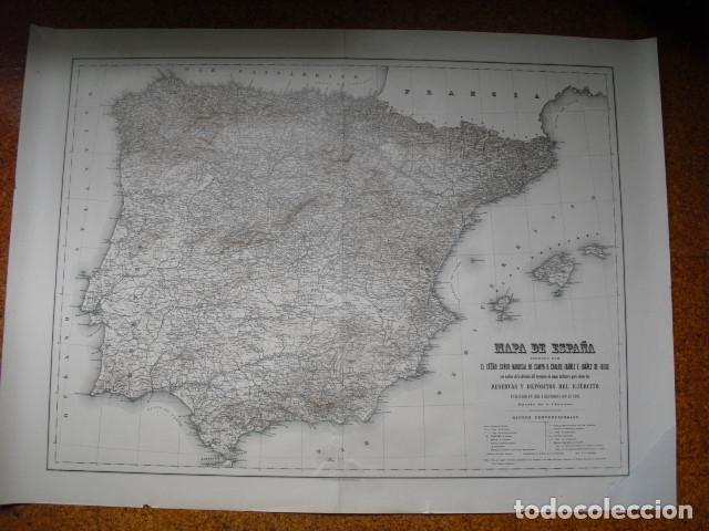 Mapas contempor&aacute;neos: MAPA DE ESPA&Ntilde;A DE 1884 FORMADO POR EL MARISCAL DE CAMPO IBA&Ntilde;EZ DE IBERO 102X73 CMS