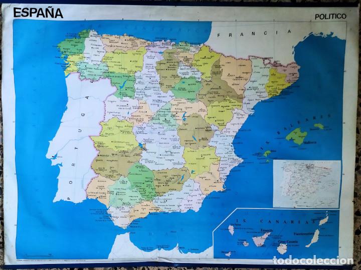 Contemporary maps: Mapa escolar Doble cara (F&iacute;sico y Pol&iacute;tico) de Espa&ntilde;a. EDIGOL 1976. 117 x 88,5 cm.