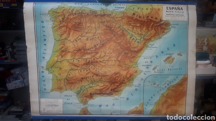 Mapas contempor&aacute;neos: Mapa fisico de ESPA&Ntilde;A CASA HERNANDO 1972 leer descripci&oacute;n