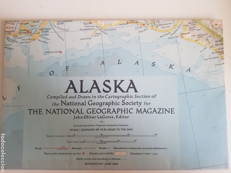 Mapas contempor&aacute;neos: MAPA ALASKA THE NATIONAL GEOGRAPHIC MAGAZINE 1956
