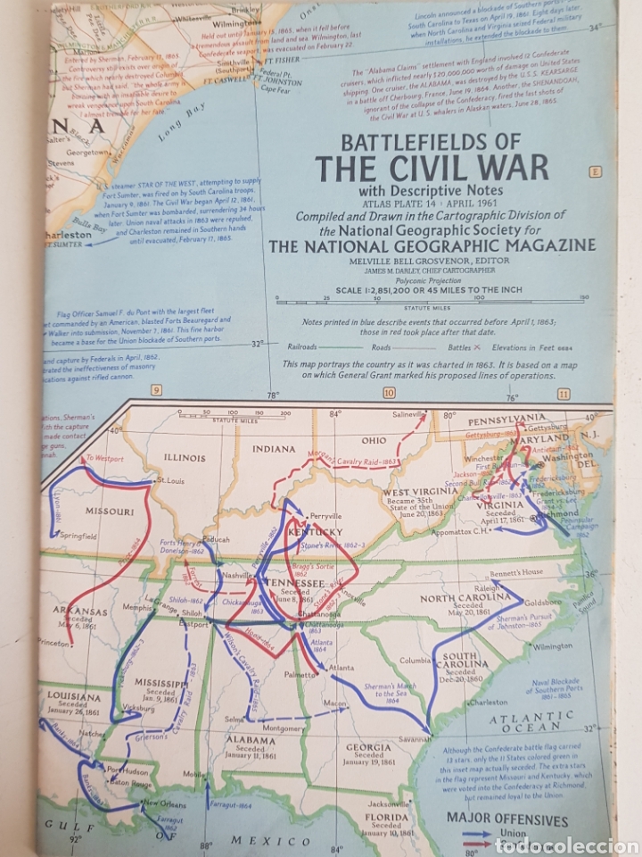 Contemporary maps: MAPA BATTLEFIELDS OF THE CIVIL WAR 1961