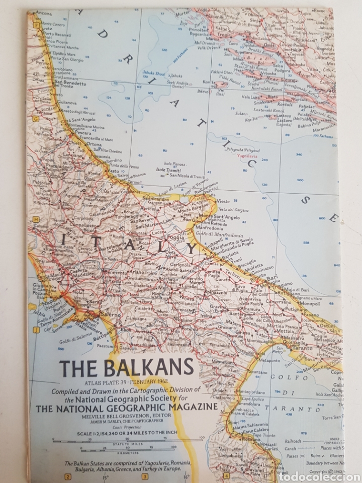 Mappe contemporanee: THE BALKANS 1962 MAPA DESPLEGABLE