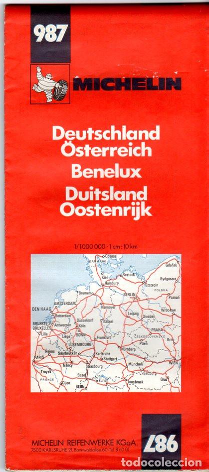 Mapas contempor&acirc;neos: MAPA DESPLEGABLE ALEMANIA - BENELUX - AUSTRIA **** MICHELIN N&Uacute;MERO 987 A&Ntilde;O 1991