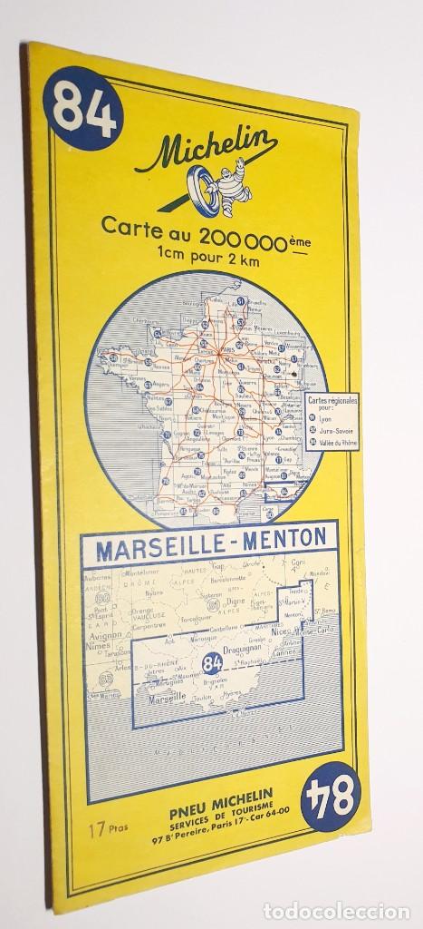 Mapas contempor&acirc;neos: MAPAS MICHELIN FRANCIA *** NUMERO 84 MARSEILLE - MENTON *** A&Ntilde;O 1961