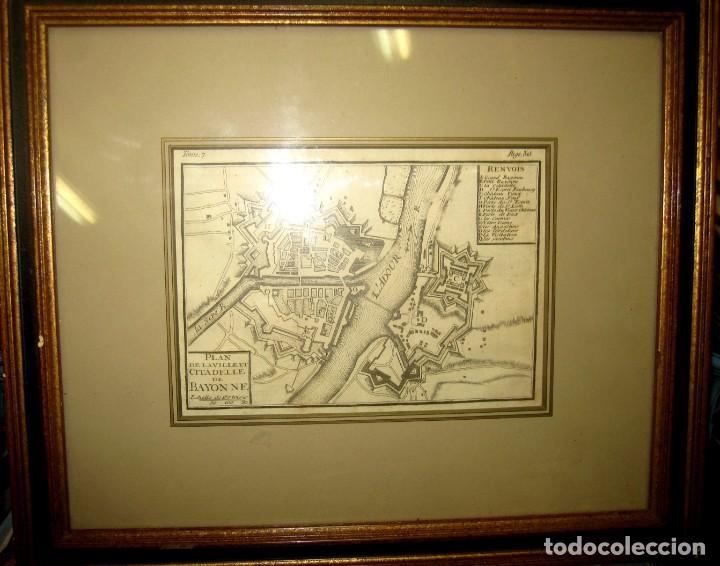 Zeitgen&ouml;ssische Karten: MAPA PLAN DE LA VILLE ET CITADELLE DE BAYONNE ENMARCADO 39X33 CM.