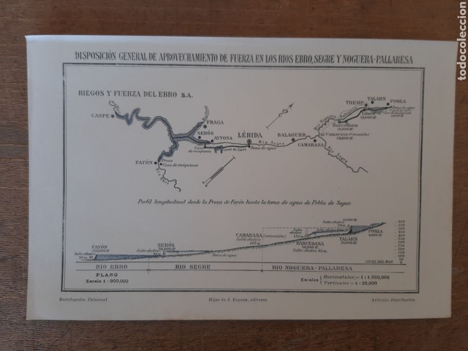 Mapas contempor&aacute;neos: Disposici&oacute;n general de aprovechamiento de fuerza en los R&iacute;os Ebro, Segre y Nogera-Pallaresa
