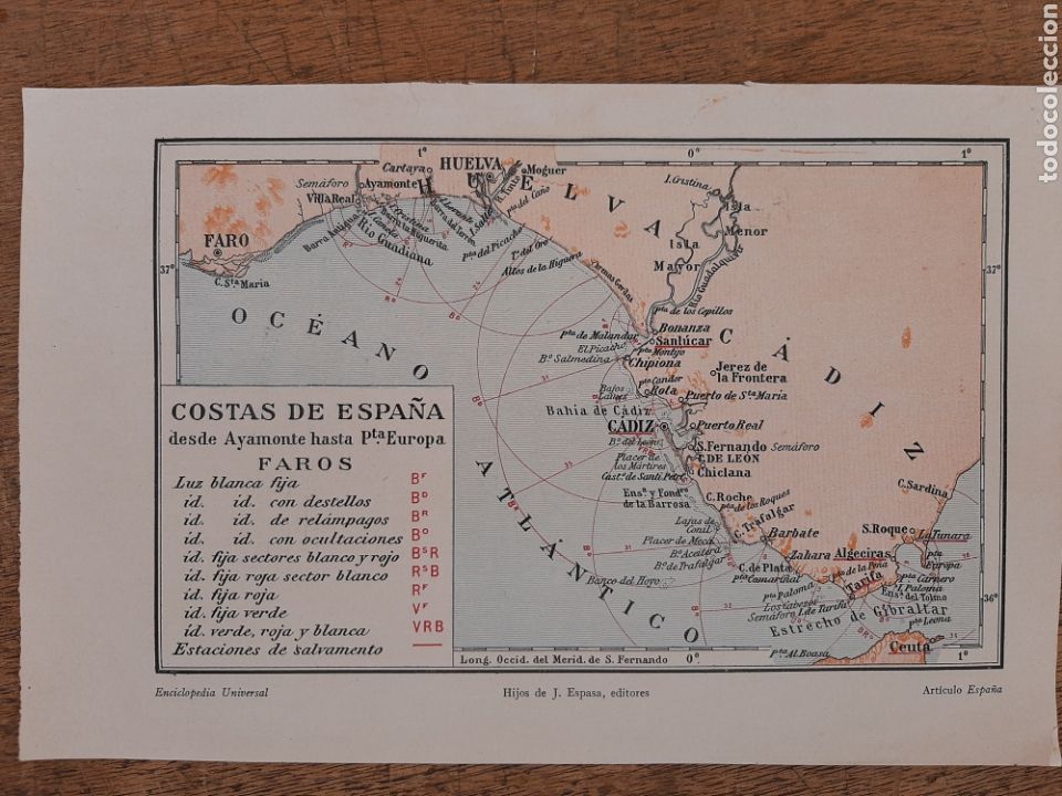 Mappe contemporanee: Mapa de las costas de Espa&ntilde;a de Ayamonte hasta Puerta de Europa