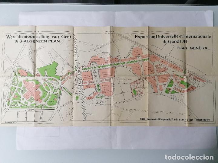 Mapas contempor&acirc;neos: PLANO EXPOSICION UNIVERSAL E INTERNACIONAL DE GAND, A&Ntilde;O 1913, MEDIDAS 69 X 31 CM