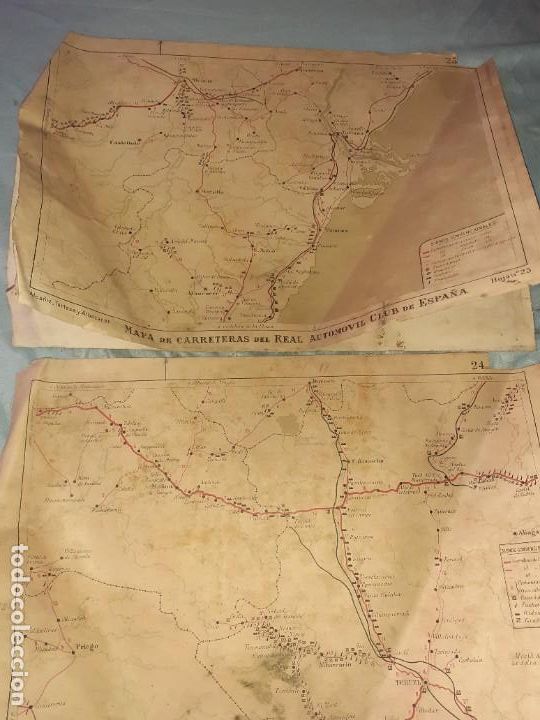 Contemporary maps: 2 ANTIGUO MAPA DE CARRETERAS DEL REAL AUTOM&Oacute;VIL CLUB ESPA&Ntilde;A.teruel.alca&ntilde;iz.tortosa a&ntilde;os 30