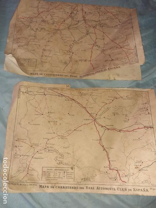 Contemporary maps: 2 ANTIGUO MAPA DE CARRETERAS DEL REAL AUTOM&Oacute;VIL CLUB ESPA&Ntilde;A albacete toledo etc a&ntilde;o 30