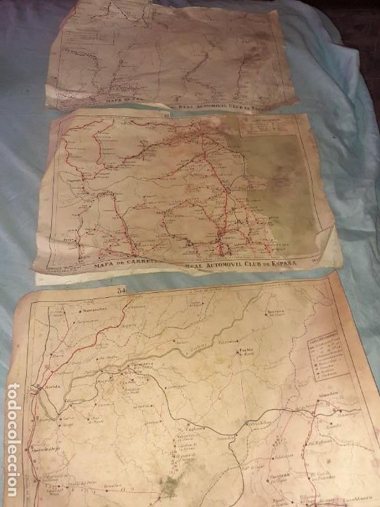 Contemporary maps: 3 ANTIGUO MAPA DE CARRETERAS DEL REAL AUTOM&Oacute;VIL CLUB ESPA&Ntilde;A.gerona M&eacute;rida.bolta&ntilde;a a&ntilde;os 30.tela y pap