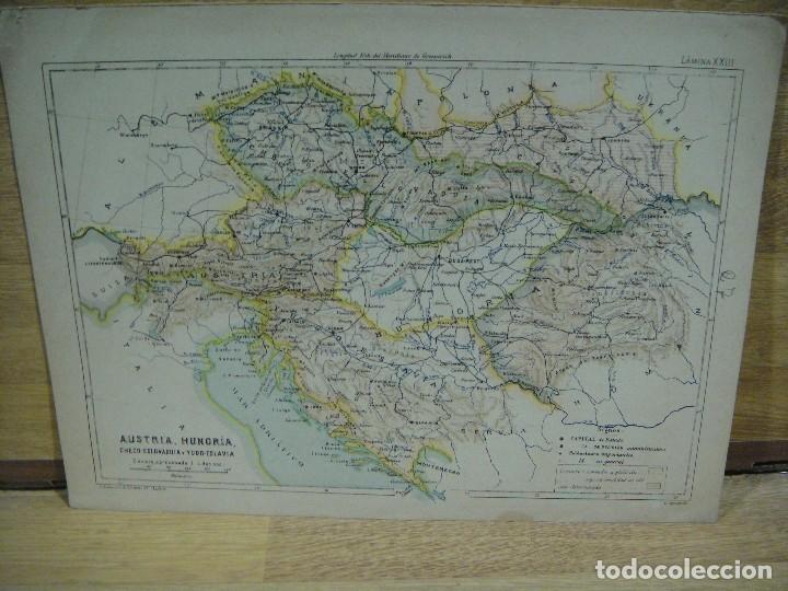 Contemporary maps: austria, hungria, dinamarca y finlandia - litografia gonzalo de cordoba - l. vega . grab&oacute;