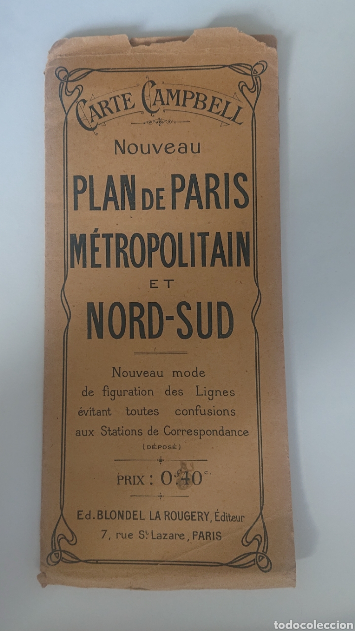 Mapas contempor&acirc;neos: PLAN DE PARIS METROPOLITAIN ET NORD-SUD CARTE CAMPBELL