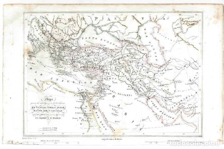 Mapas contempor&acirc;neos: MAPA CON LOS ITINERARIOS DE LOS AP&Oacute;STOLES SN. PEDRO Y SN. PABLO- ASIA. ARABIA- ALABERN (26x17cm)