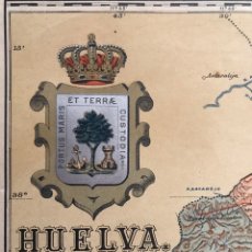 Mapas contemporáneos: HUELVA. MAPA DE LA PROVINCIA ANDALUZA, CON ESCUDO CROMO. LIT., MARTI CAMPAÑA (A.1901). Lote 219714643