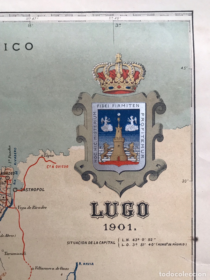 Contemporary maps: LUGO, Mapa de la Provincia Gallega, con Escudo Cromo. Lit., Marti Campa&ntilde;a (a.1901)