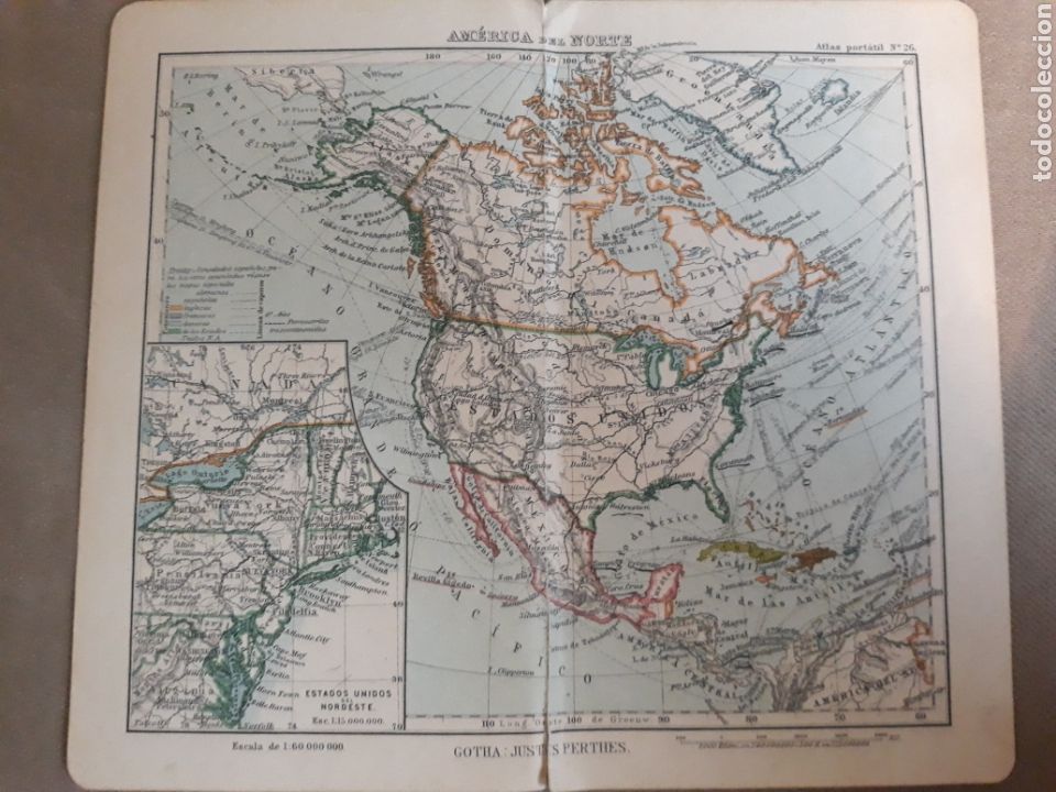 Mapas contempor&aacute;neos: AMERICA DEL NORTE . MAPA A&Ntilde;O 1909 . - Foto 1