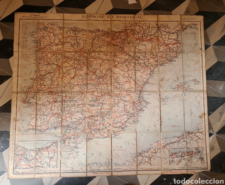 Mapas contempor&aacute;neos: Mapa entelado Espa&ntilde;a y Portugal. Taride. A&ntilde;os 30