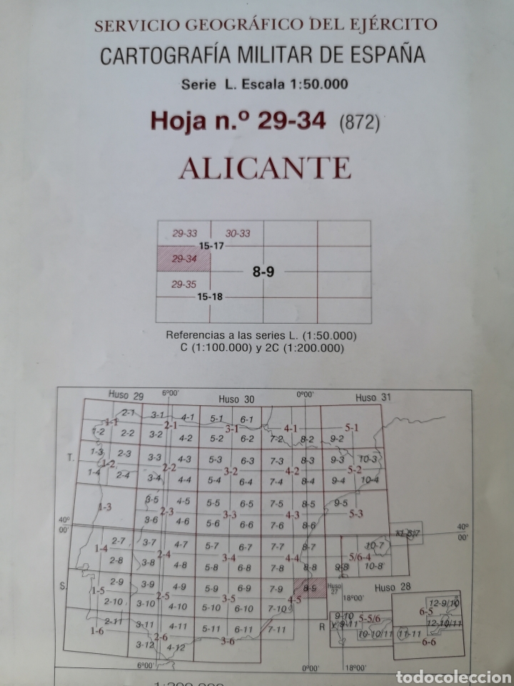 Mapas contempor&acirc;neos: Cartografia Militar de Espa&ntilde;a Alicante Hoja N. &deg; 29-34