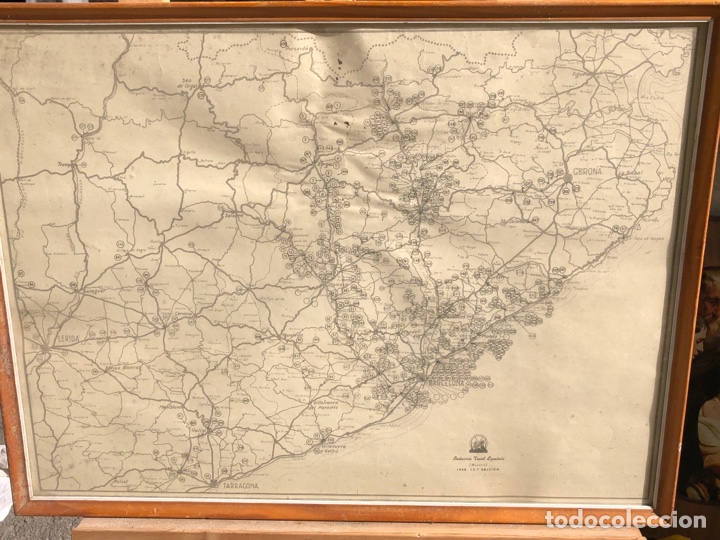 Mapas contempor&acirc;neos: MAPA INDUSTRIA TEXTIL ESPA&Ntilde;OLA 1958 CATALU&Ntilde;A 67,5x50cm