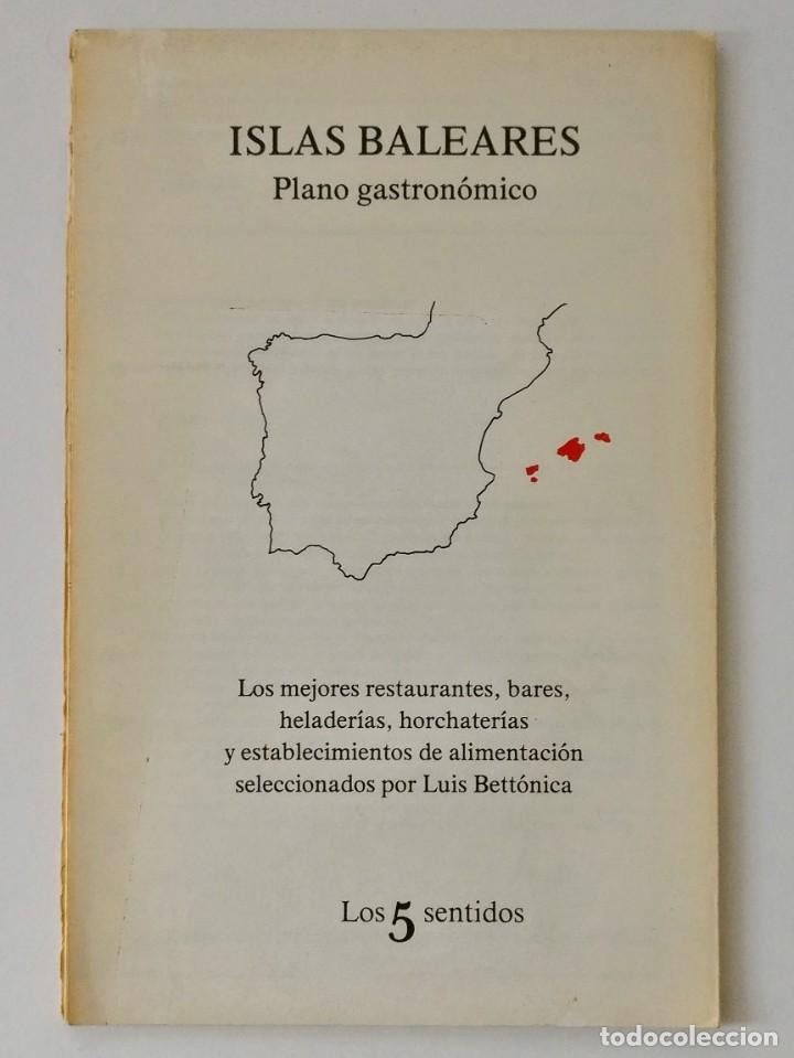 Mapas contempor&acirc;neos: Islas Baleares Plano gastronomico - Tusquets - Los 5 sentidos - 1981