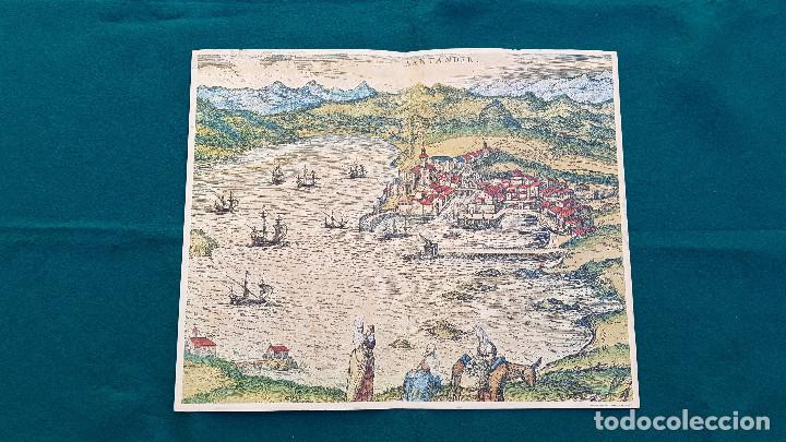 Mapas contempor&acirc;neos: LAMINA FOTO DE SANTANDER DE MITAD DEL SIGLO XVI POR GEORGE BRAUM