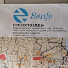 Mapas contemporáneos: RENFE - FERROCARRILES - GRAN MAPA DE ESPAÑA - PROYECTO IREN - 1250 X 120 CM. Lote 228438605