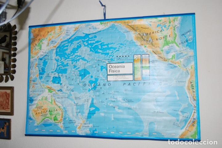 Zeitgen&ouml;ssische Karten: MAPA DE OCEAN&Iacute;A - F&Iacute;SICO Y POL&Iacute;TICO - COLEGIO - ESCUELA - VICENS VIVES - 1971