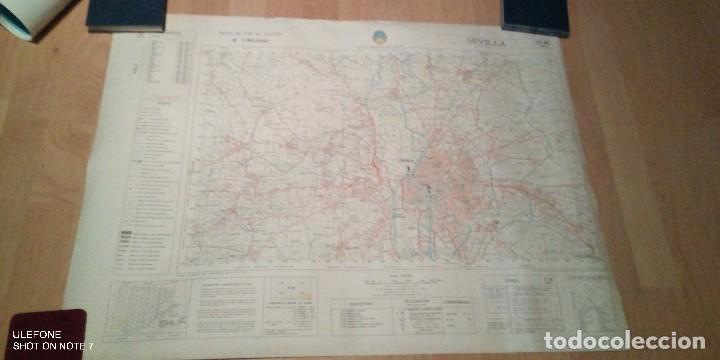 Mapas contempor&acirc;neos: Antiguo mapa militar de Espa&ntilde;a,servicio geografico del ejercito,Sevilla.Medidas: 78x58 cm.