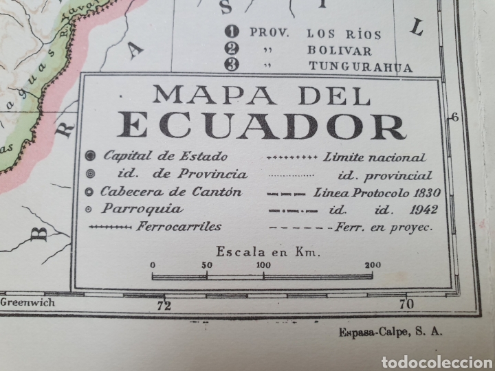 Mapas contempor&aacute;neos: MAPA DE ECUADOR. ESPASA CALPE. 1957. - Foto 2
