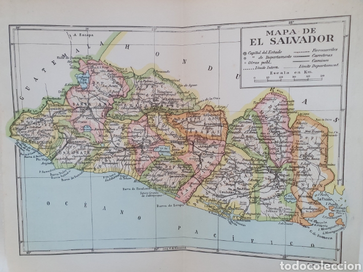 Mappe contemporanee: MAPA DEL SALVADOR. ESPASA CALPE. 1957.