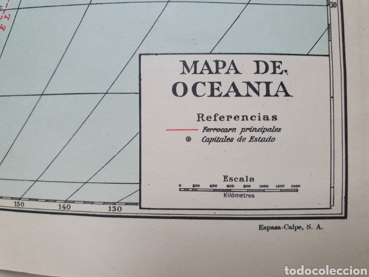 Mapas contempor&aacute;neos: MAPA DE OCEANIA. ESPASA CALPE. 1957. - Foto 2