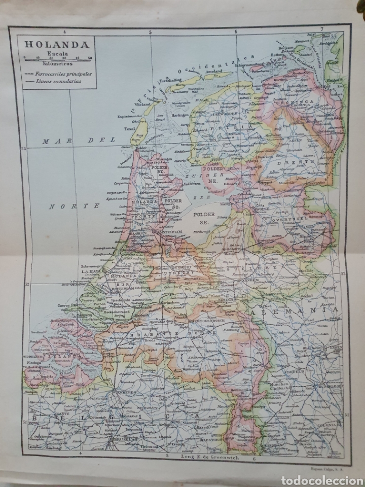 Mapas contempor&aacute;neos: HOLANDA. MAPA ESPASA CALPE. 1957. - Foto 1