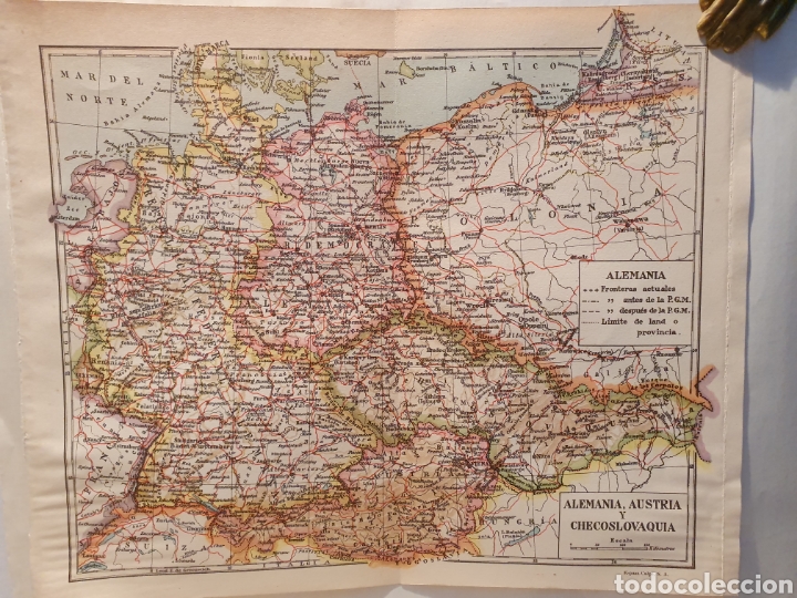 Mappe contemporanee: ALEMANIA, AUSTRIA Y CHECOSLOVAQUIA. MAPA ESPASA CALPE. 1957.