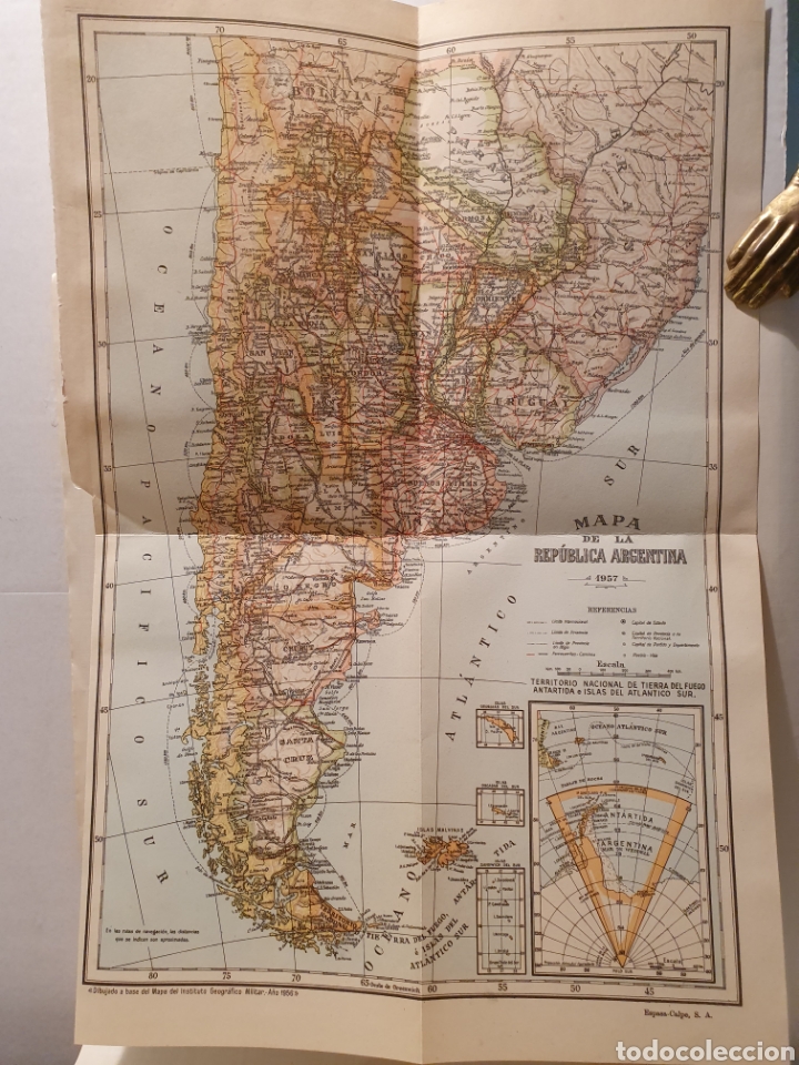 Zeitgen&ouml;ssische Karten: MAPA DE LA REPUBLICA ARGENTINA. ESPASA CALPE. 1957.