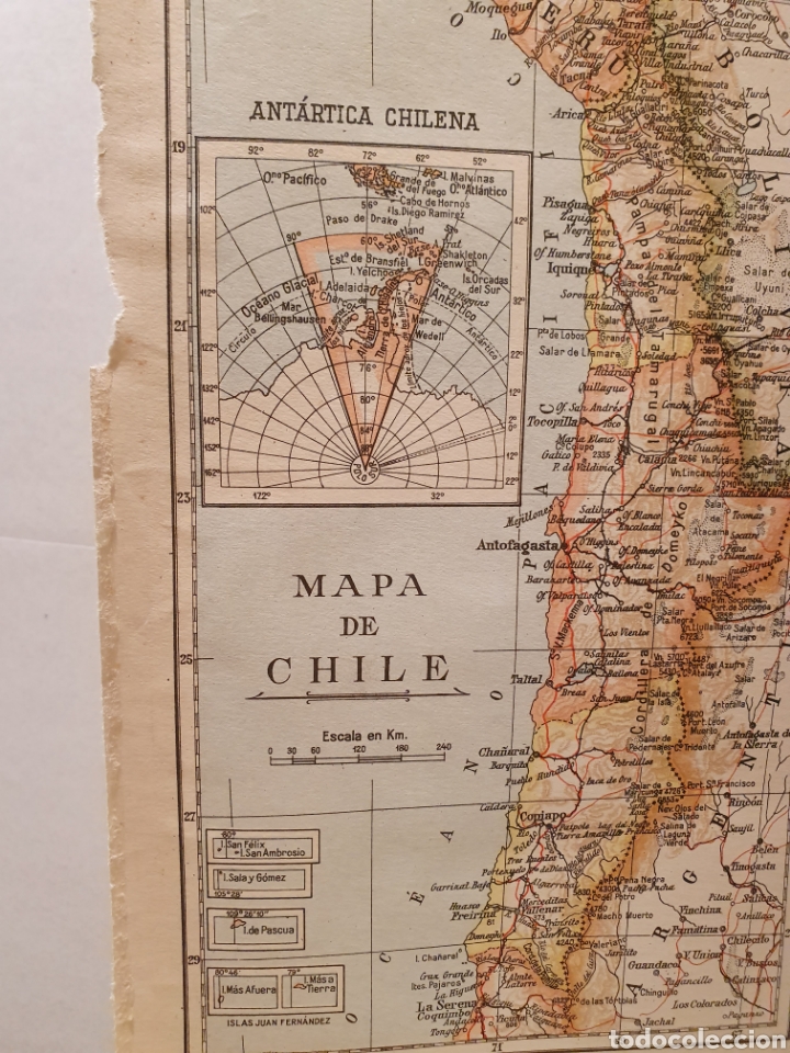 Mapas contempor&aacute;neos: MAPA DE CHILE. ESPASA CALPE. 1957. - Foto 3