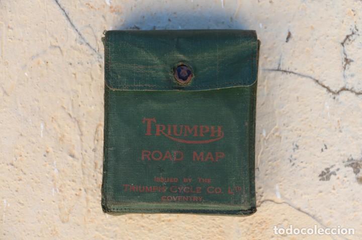 Mapas contempor&acirc;neos: Conjunto antiguo muy raro de 8 mapas de motocicletas Triumph brit&aacute;nicas, circa 1930