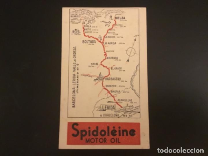 Zeitgen&ouml;ssische Karten: Itinerario Roglan Spidoleine motor oil 1940 n&uacute;mero 9 Barcelona Lerida Ordesa v&aacute;lvulas Laf