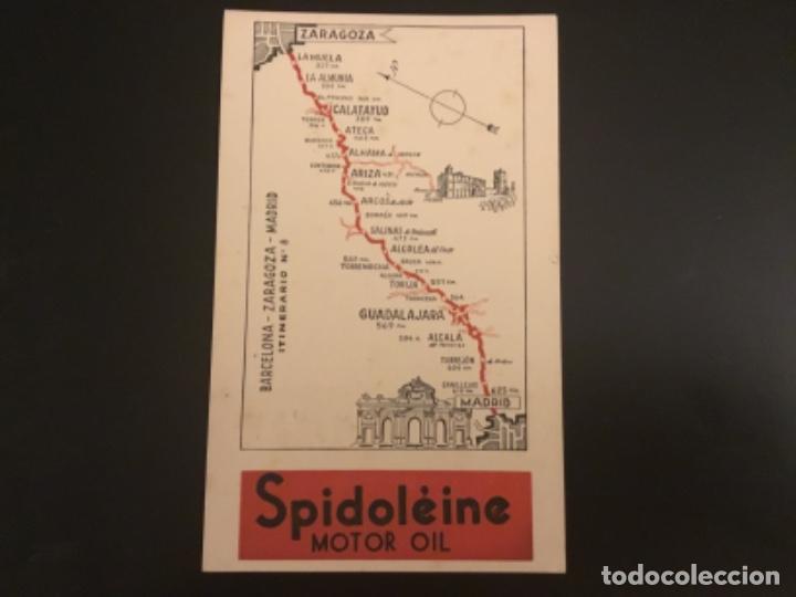 Zeitgen&ouml;ssische Karten: Itinerario Roglan Spidoleine motor oil 1940 n&uacute;mero 8 Barcelona Zaragoza Madrid Boticauto