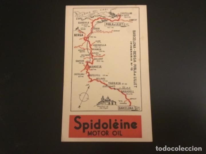 Zeitgen&ouml;ssische Karten: Itinerario Roglan Spidoleine motor oil 1940 n&uacute;mero 13 Barcelona Berga industrias Feco